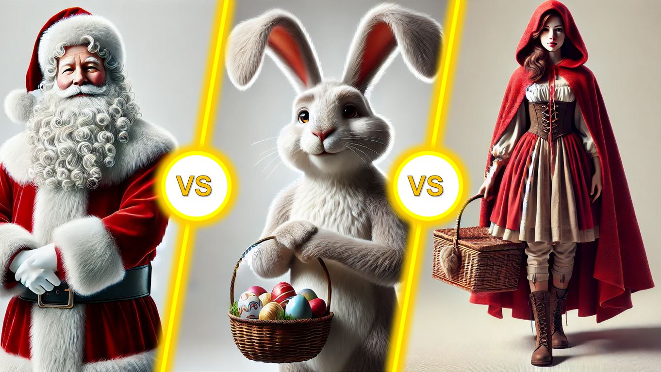 Präsentation - Weihnachtsmann vs Osterhase vs Rotkäppchen